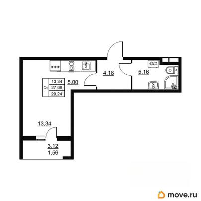 студия, 29.24 м&sup2;