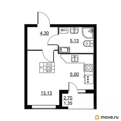студия, 28.91 м&sup2;
