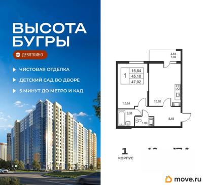 1-комн. квартира, 47.02 м&sup2;