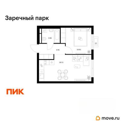 1-комн. квартира, 37.73 м&sup2;