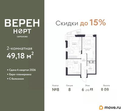 2-комн. квартира, 49.18 м&sup2;