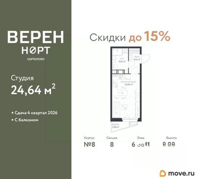 студия, 24.64 м&sup2;