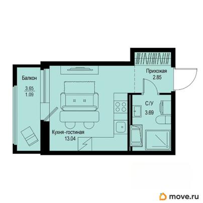 студия, 20.67 м&sup2;