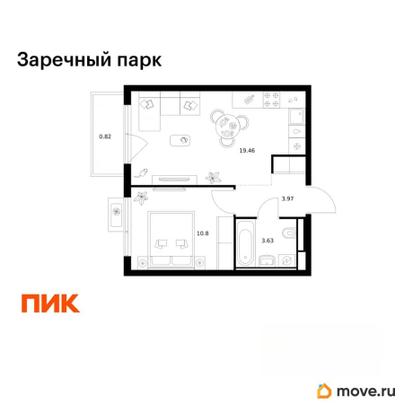 1-комн. квартира, 38.68 м&sup2;