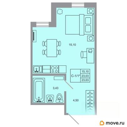 студия, 23.03 м&sup2;