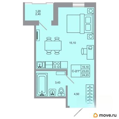 студия, 24.23 м&sup2;