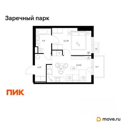 1-комн. квартира, 35.67 м&sup2;