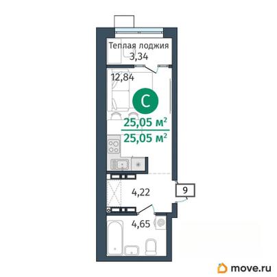 студия, 24.9 м&sup2;