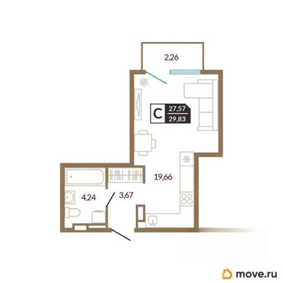 студия, 29.83 м&sup2;