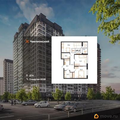 2-комн. квартира, 69.2 м&sup2;