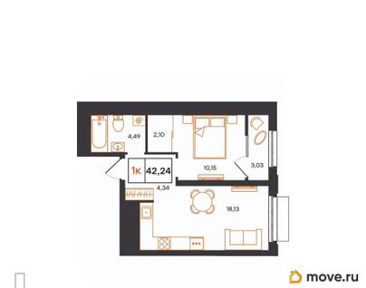 1-комн. квартира, 42.24 м&sup2;