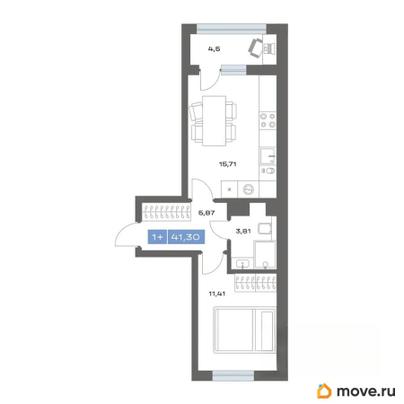 1-комн. квартира, 41.03 м&sup2;