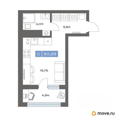 студия, 30.29 м&sup2;