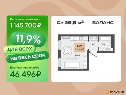 студия, 25.5 м&sup2;
