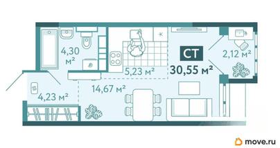 студия, 30.55 м&sup2;