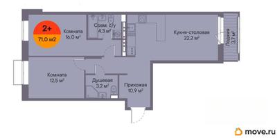 2-комн. квартира, 71 м&sup2;