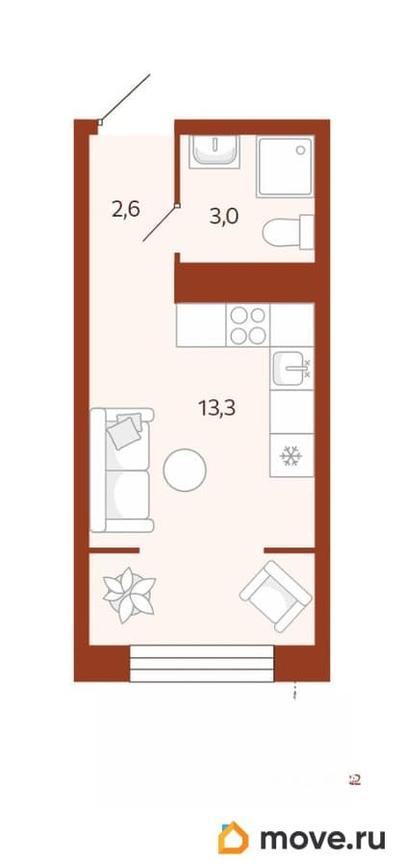 студия, 18.87 м&sup2;