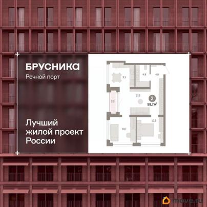 2-комн. квартира, 58.7 м&sup2;