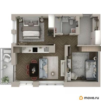 2-комн. квартира, 59.67 м&sup2;