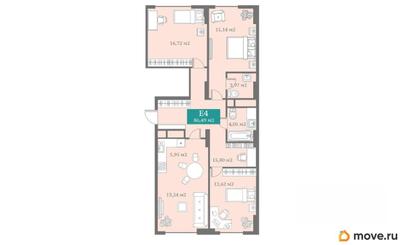 4-комн. квартира, 86.49 м&sup2;