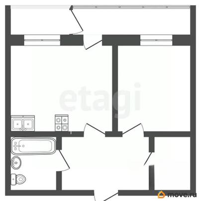 1-комн. квартира, 43.2 м&sup2;