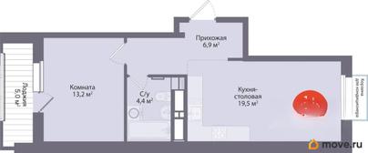 1-комн. квартира, 46.5 м&sup2;
