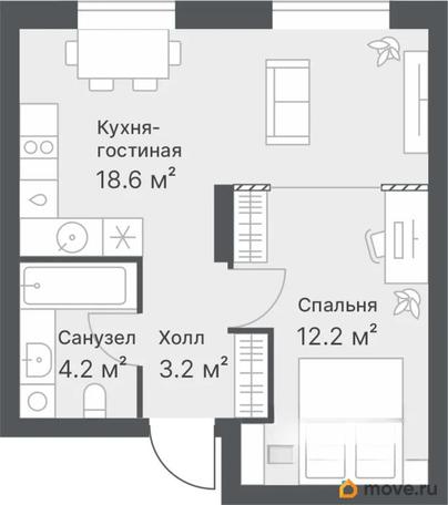 1-комн. квартира, 38.2 м&sup2;