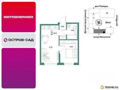 2-комн. квартира, 36.21 м&sup2;