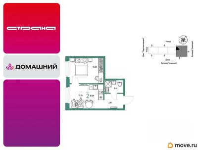 2-комн. квартира, 31.34 м&sup2;