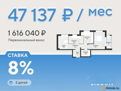 2-комн. квартира, 57.2 м&sup2;