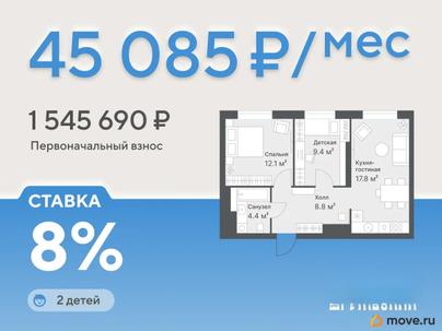2-комн. квартира, 52.5 м&sup2;