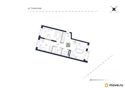 2-комн. квартира, 64.08 м&sup2;