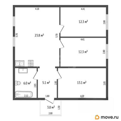 дом, 75.6 м&sup2;, 4.45 сотки