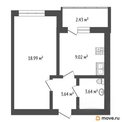 1-комн. квартира, 35.29 м&sup2;