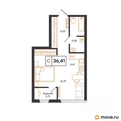 студия, 36.41 м&sup2;