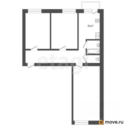 3-комн. квартира, 65.3 м&sup2;