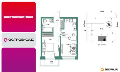 2-комн. квартира, 37.76 м&sup2;