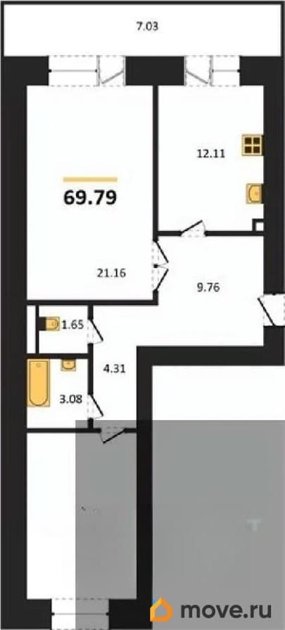 2-комн. квартира, 70.4 м&sup2;