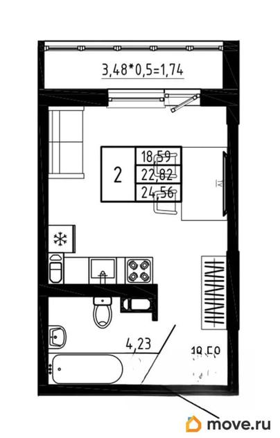 студия, 24.56 м&sup2;