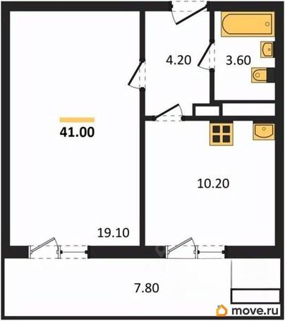 1-комн. квартира, 41 м&sup2;