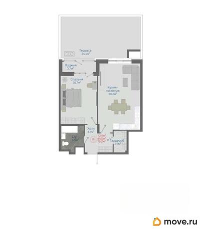 2-комн. квартира, 76.2 м&sup2;