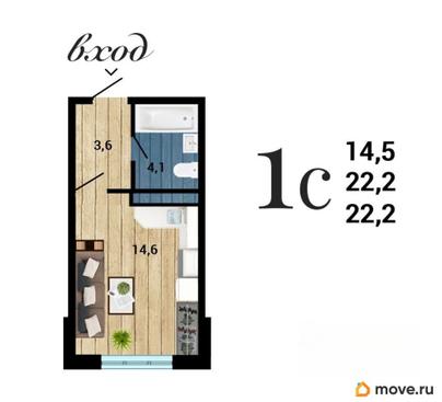студия, 22.26 м&sup2;