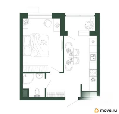 1-комн. квартира, 34.9 м&sup2;