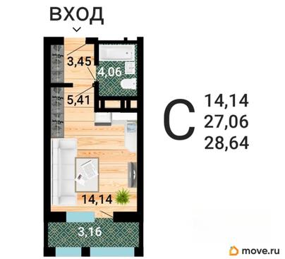 студия, 30.85 м&sup2;