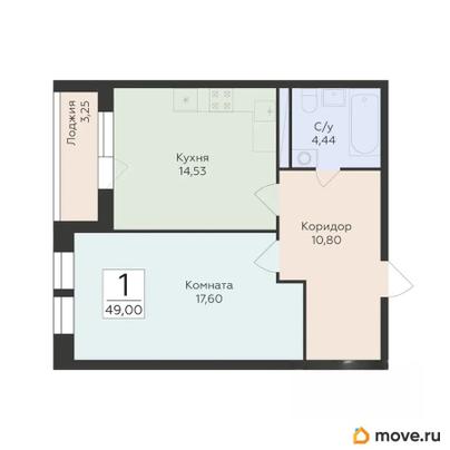 1-комн. квартира, 49 м&sup2;