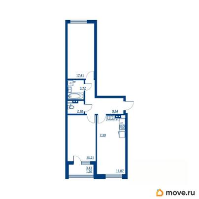 2-комн. квартира, 68.68 м&sup2;