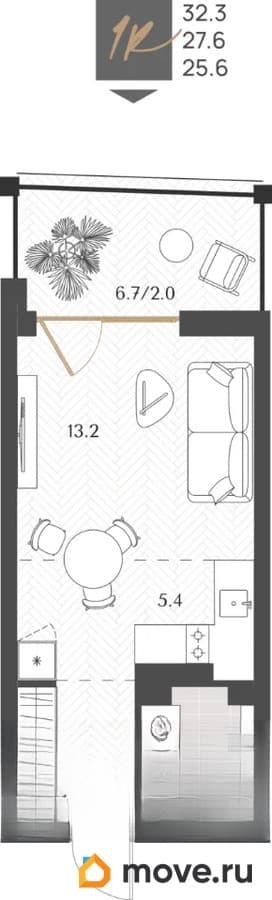 студия, 27.6 м&sup2;