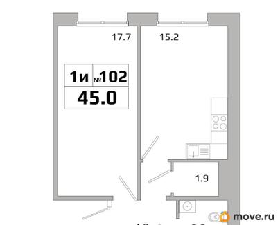 1-комн. квартира, 45 м&sup2;