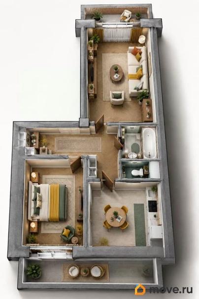 2-комн. квартира, 51.3 м&sup2;