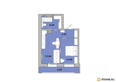 1-комн. квартира, 43.16 м&sup2;